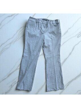 NEW YORK & COMPANY 7th Avenue Gray Polka Dot Bootcut Dress Pants Sz 16P NEW NWT